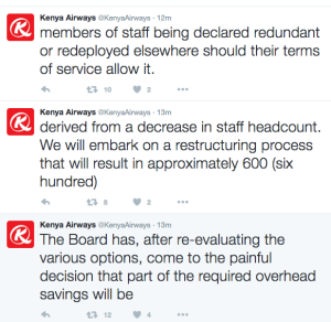 The airline made the disclosure on Twitter.