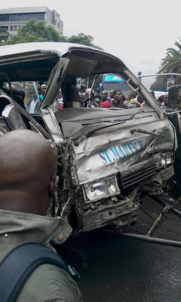 The matatu was extensively damaged. It was not immediately clear if it was carrying any passengers.