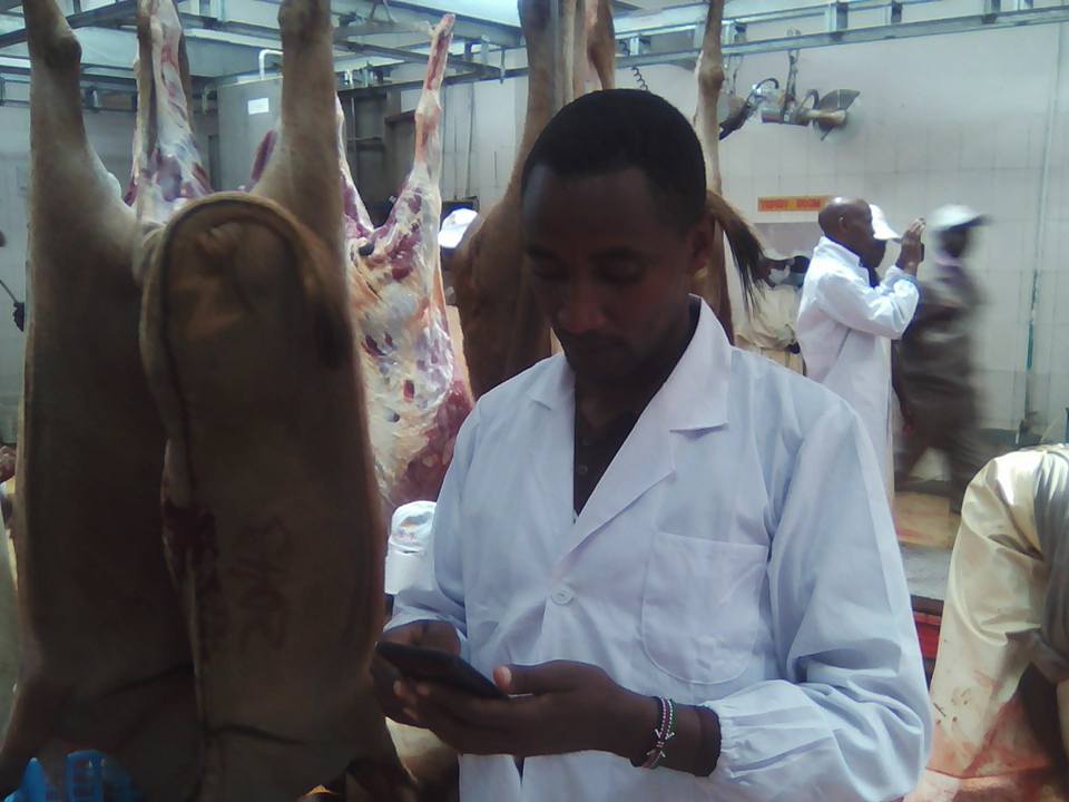 An abattoir staff pictured in the newly launched slaughterhouse,